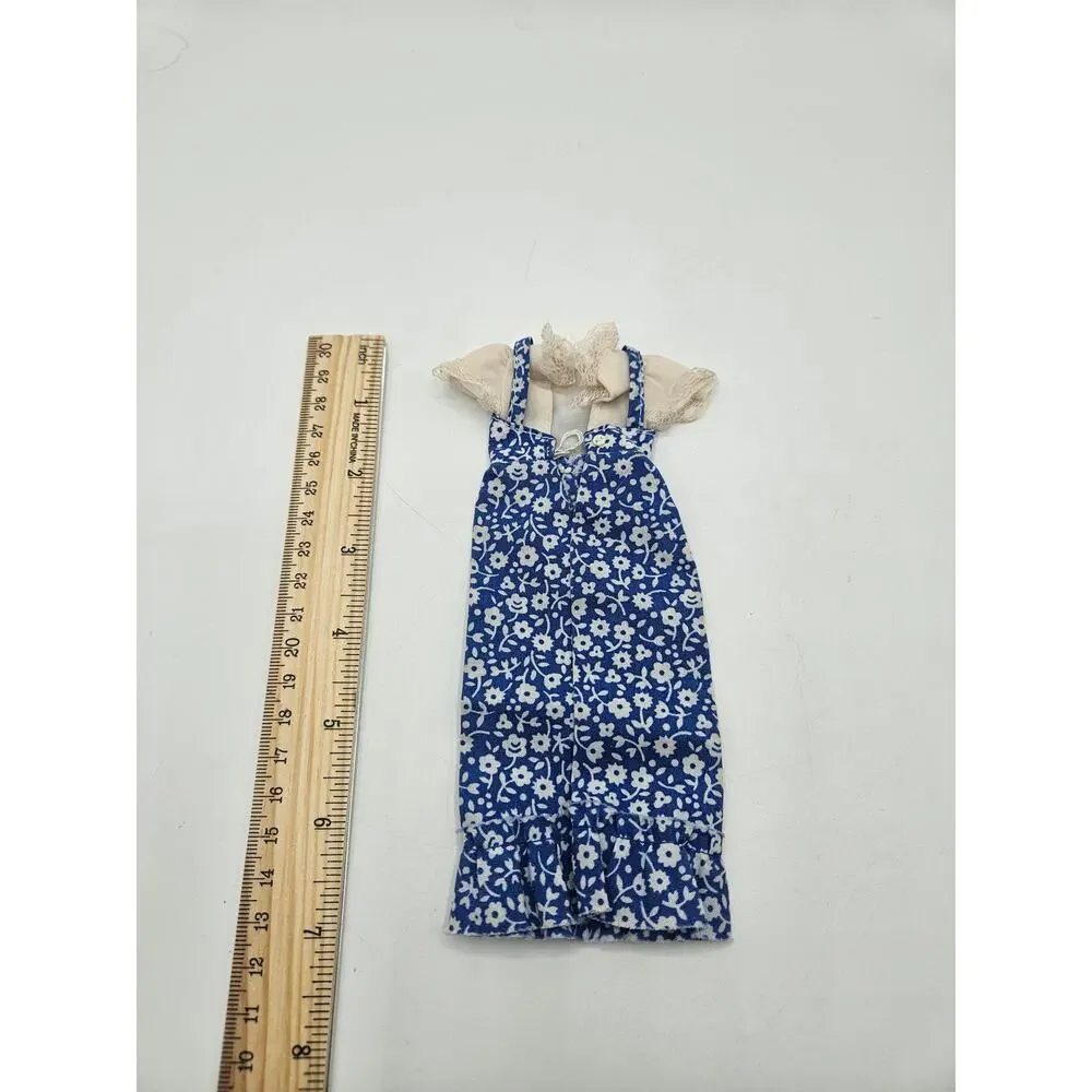 Vintage Mattel Barbie Skipper Floral Lace Maxi Dress 1976 Blue‎ White #9123